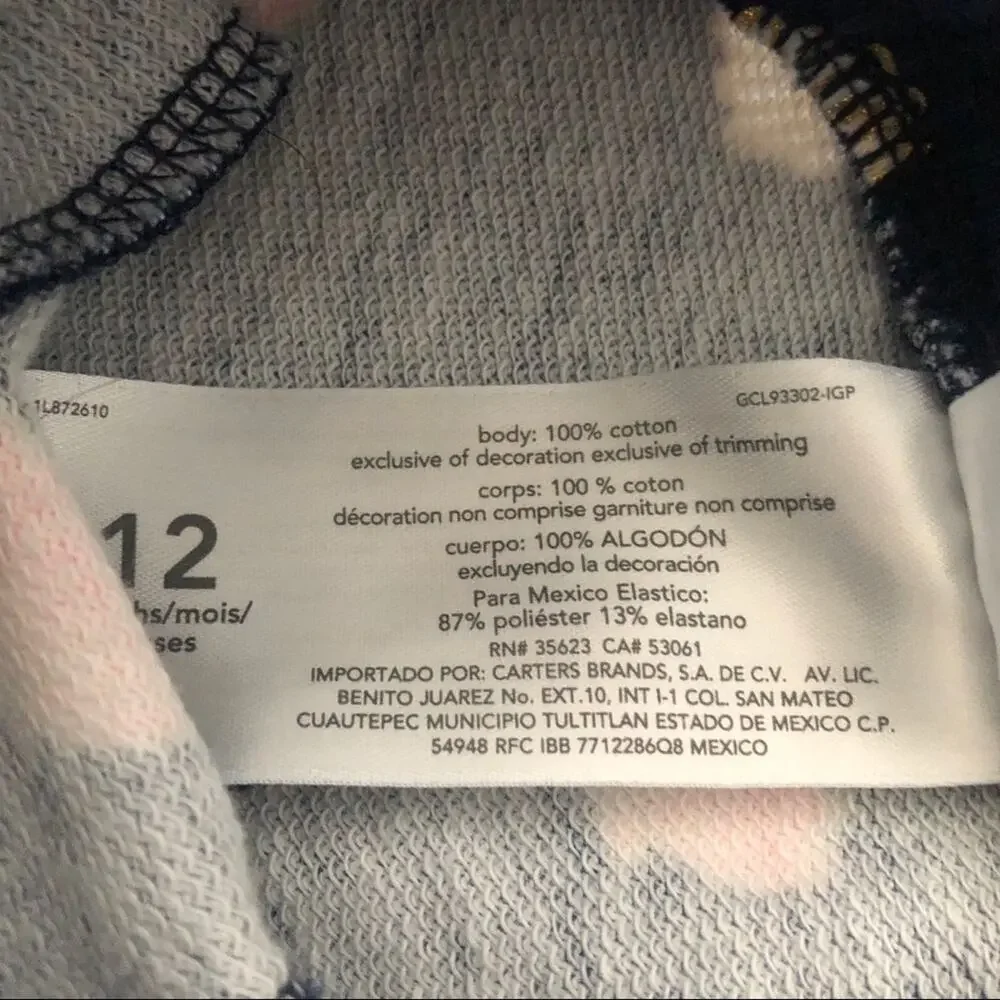 Carter’s shell and heart print sweatpants shirts pink gold navy blue